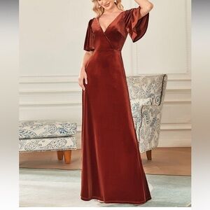 Every Pretty ever REINE long velvet maxi dress V Neck 
 Evening Dress size 6